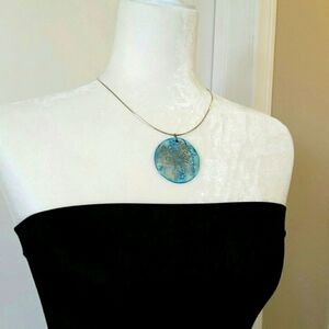 ✨Beautiful Turquoise Color Abolone Shell Pendant Turquoise Shell Silver Design